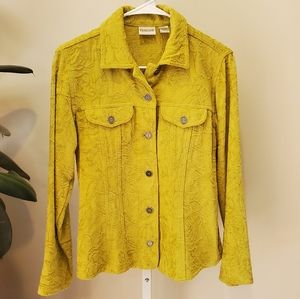 Chicos size 0 shacket lime green velvet feel.